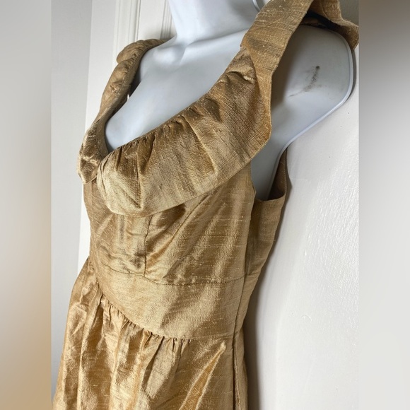 LULAKATE Gold Ruffled Sleeveless Cocktail Dress - Picture 2 of 5